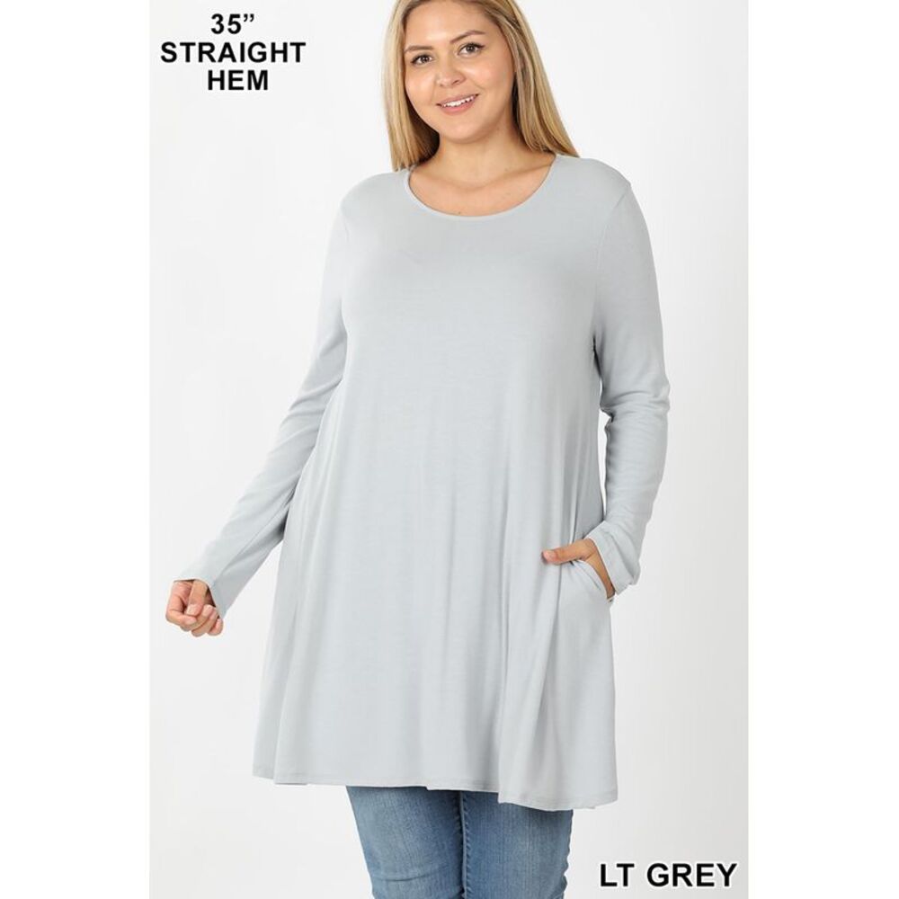 World of Leggings Long Sleeve Plus Size Swing Tunic with Pockets